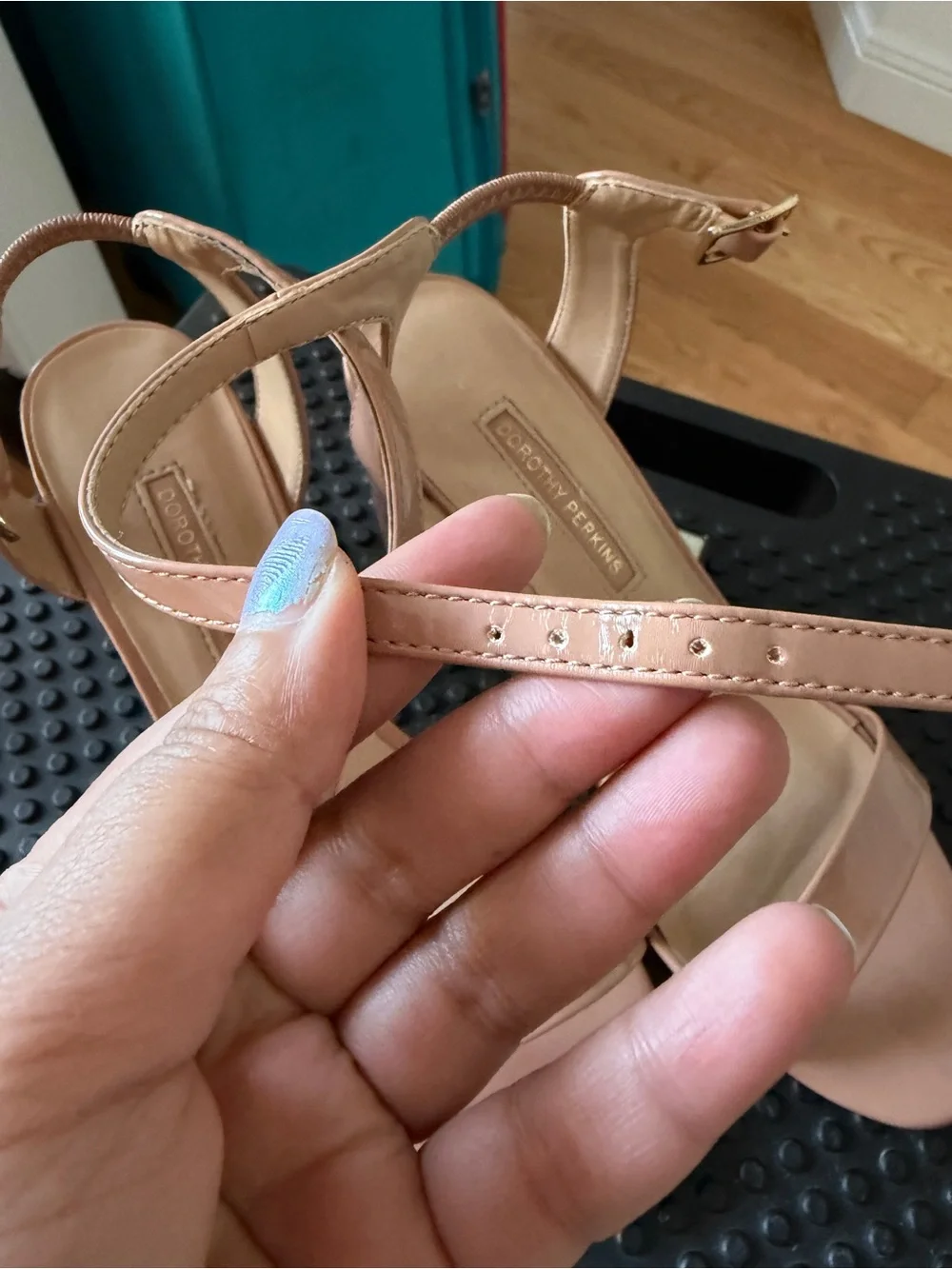 Dorothy Perkins Blush Pink Patent Block Heel Sandals